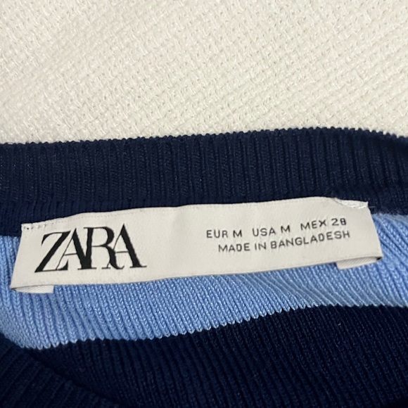 ZARA blue striped ribbed crop top - long sleeve - Picture 2 of 4